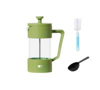 W&M Cafetera - Cafetera Francesa - Prensa Francesa - French Press - Cafetera Manual - Cafetera Acero Inoxidable - Vidrio de Borosilicato - Triple Filtro - Cuchara Medidora + Limpiador - Verde - 350ml