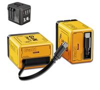 W&O 2 in 1 GAN,2-in-1 GAN 120w Fast Charger,with Retractable Type-C and L Cable (Comes with a Multi-Function Wireless Plug Adapter),for Daily Life and Travel Essentials (Yellow,+ Conversion Socket)