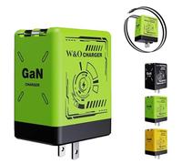 W&O 2 in 1 GAN Charger(Type C/L), 120 Watt Compatible Fast, 2 in 1 Charging Station for Apple and for Samsung, Retractable Phone Charger Wall Plug with Fast Charging Cable for iPhone, Phone (Green)