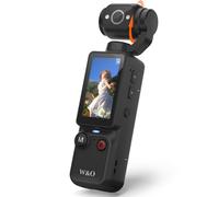 W & O Cámara de vlogging con lente giratoria de 180°, cámara de bolsillo con grabación de audio y video, batería de 7 horas, cámaras POV de mano con tarjeta de 32 GB, grabación fácil con un botón para