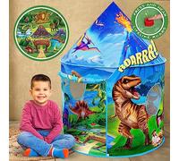 W&O Dino Paradise - Tienda de campaña con botón de rugido, tienda de campaña épica desplegable para niños y niñas, perfecta para aventuras en interiores y exteriores