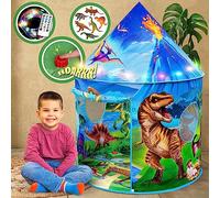 W&O Tenda Dino Paradise para Niños con Botón de Rugido, Juguetes de Dinosaurio y Luces LED - Tenda Pop-Up Épica para Niños y Niñas Aventuras en Interior y Exterior