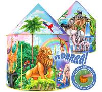 W&O Tienda de Campaña Jungla con Botón de Sonidos de la Jungla y Animales Salvajes - Casita Infantil de Tela para Interior y Exterior - Cabañas para Niños - Tienda de Campaña Infantil