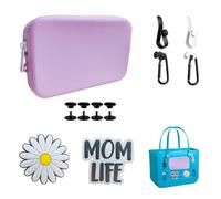 W.Sealet Accesorios para bolsa Bogg, neceser de silicona, cartera de silicona suave para bolsa de playa, 2 dijes para bolsa de Bogg, ganchos y llavero, color morado claro
