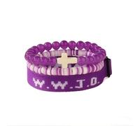 W.W.J.D. - Juego de pulseras de fe "What Would Jesus Do", pulseras cristianas inspiradoras con dije de cruz, cuentas significativas, regalos de joyería religiosa para mujeres y hombres, Talla única