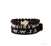 W.W.J.D. - Juego de pulseras de fe "What Would Jesus Do", pulseras cristianas inspiradoras con dije de cruz, cuentas significativas, regalos de joyería religiosa para mujeres y hombres, Talla única