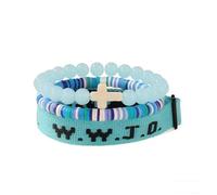 W.W.J.D. - Juego de pulseras de fe "What Would Jesus Do", pulseras cristianas inspiradoras con dije de cruz, cuentas significativas, regalos de joyería religiosa para mujeres y hombres, Talla única