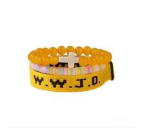W.W.J.D. - Juego de pulseras de fe "What Would Jesus Do", pulseras cristianas inspiradoras con dije de cruz, cuentas significativas, regalos de joyería religiosa para mujeres y hombres, Talla única