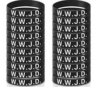 W.W.J.D. Pulseras de correas WWJD de goma de silicona WWJD pulsera W.W.J.D. Pulsera de pulsera con texto en inglés "What Would Jesus Do Pulsera religiosa cristiana Biblia Fundraisers Pulseras (negro)