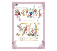 W & W Tarjeta de felicitación de 70 cumpleaños con texto en inglés''With Love Mum On Your 70th Birthday'', 23 x 16,5 cm, palabras y deseos