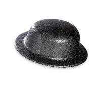 W WIDMANN Black Glitter Bowler Hat Unisex Costume Fancy Dress Accessory