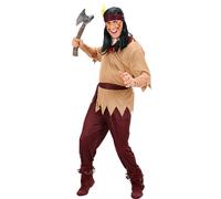 W WIDMANN MILANO Party Fashion, Disfraz de India, top, pantalón, cinturón, diadema, diseño marrón y beige, 100% poliéster, talla L, fácil de cuidar, ideal para toda ocasión