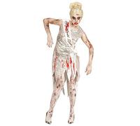 W WIDMANN MILANO Moda de Fiesta, Disfraz Miss Mundo Zombie, Diseño Original, Vestido Blanco Rasgado, Bufanda a Juego, Talla Confort M, Versátil para Halloween y Eventos, Calidad Duradera