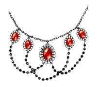 W WIDMANN MILANO Moda de Fiesta, Gargantilla 2971R, Diseño Oscuro Elegante, Cuentas Negras, Piedras Rojas, Versátil, Cómodo, Fácil de Cuidar, Accesorio Imprescindible