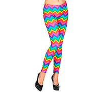 W WIDMANN MILANO Moda de fiesta, Leggings retro de los años 80, estampado de rayas de colores, comodidad óptima, fácil cuidado, versátil, accesorio para disfraces, talla L/XL
