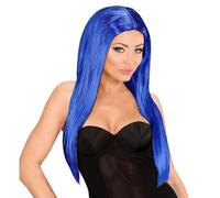 W WIDMANN MILANO Moda de fiesta, peluca azul glamurosa, estilo deslumbrante, comodidad óptima, versatilidad creativa, longitud impresionante, accesorio de vestuario
