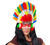 W WIDMANN MILANO Moda de Fiesta, Tocado Indio, Plumas de Colores, Patrones Tradicionales, Talla Única, Ligero y Cómodo, Accesorio Versátil para Fiestas y Eventos