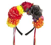 W WIDMANN MILANO Party Fashion 00089 - Cinta para el pelo con flores y lazos, Día de los Muertos, accesorio, fiesta temática
