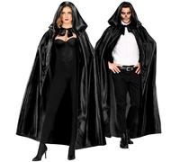 W WIDMANN MILANO Party Fashion - 00099 - Capa con capucha, negro, 152 cm, carnaval, fiesta temática, Halloween