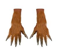 W WIDMANN MILANO Party Fashion, Guantes de Hombre Lobo, Accesorio para Disfraz de Hombre Lobo, Ideal para Halloween o Fiestas de Disfraces, 70% Poliéster, 30% Látex, Marrón, Talla Única
