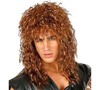 W WIDMANN MILANO Party Fashion - 00657 - Peluca de estrella de rock de los 80, marrón, carnaval, fiesta temática