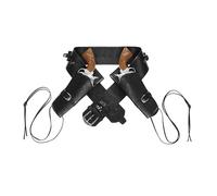 W WIDMANN MILANO Party Fashion 01052 - Funda doble para pistola de cuero sintético, accesorio de disfraz de vaquero, negro