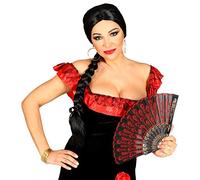 W WIDMANN MILANO Party Fashion, Peluca de Flamenca, diseño elegante, pelo tejido negro, fácil cuidado, versátil para todas las ocasiones, accesorio imprescindible para brillar