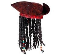 Widmann 01892 Piratas Tripunte con bandana y Dreadlocks, Hombre, Rojo vino/Negro, Talla Única , color/modelo surtido