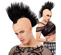 Widmann 02105 - Peluca Punk con Cresta, Unisex Adulto, Rave, Rocker, Biker, Carnaval, Fiestas Temáticas, Color Negro