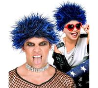 W WIDMANN MILANO Party Fashion - 02128 - Peluca punk, azul, rockero, pelo sintético, fiesta temática, carnaval