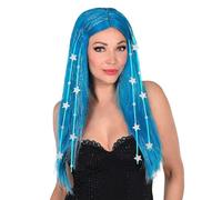 W WIDMANN MILANO Party Fashion 02997 - Peluca Dream Hair hada con oropel, estrellas y forro de silicona de alta calidad, Disco Fever, fiesta temática, carnaval