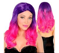 W WIDMANN MILANO Party Fashion 02998 - Peluca Dream Hair rosa, resistente al calor, peinable con plancha, pelo sintético, Disco Fever, fiesta temática, carnaval