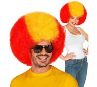 W WIDMANN MILANO Party Fashion 03004 - Peluca rizada España, Rojo-Amarillo-Rojo-Reto-Rosh, Artículo para aficionados, Copa Mundial, EM, Public Viewing, Fútbol