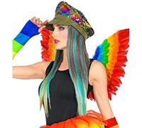 W WIDMANN MILANO Party Fashion - 03008 - Gorro arcoíris con pelo y lentejuelas, sombrero brillante, sombrero con pelo sintético largo, accesorios, carnaval, disfraz, fiesta temática