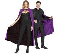 W WIDMANN MILANO Party Fashion 03247 - Capa, negro/morado, vampiro, mago, Halloween, accesorio, 130 cm