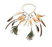 W WIDMANN MILANO Party Fashion - 03356 - Diadema india con plumas y ojo de pavo real, marrón, hippie, tocado, accesorio, carnaval, fiesta temática