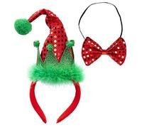 W WIDMANN MILANO Party Fashion 04162 - Diadema con mini sombrero de duende y pajarita con lentejuelas, Navidad, carnaval, fiesta temática