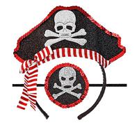 W WIDMANN MILANO Party Fashion - 04163 - Diadema con mini sombrero de pirata y parche en el ojo, pirata, bucanero, carnaval, fiesta de disfraces