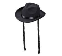 W WIDMANN MILANO Party Fashion - 0593V - Sombrero de rabino, con rizos en la sien, negro, sombrero, tocado, accesorio, carnaval, fiesta temática