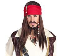 W WIDMANN MILANO Party Fashion 06393 - Peluca Pirata del Caribe, marrón, con pañuelo, bigote y perilla, carnaval, fiesta temática