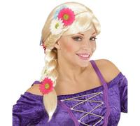 W WIDMANN MILANO Party Fashion - 06751 - Peluca Rapunzel, rubia, con trenza y flores, cuento de hadas, carnaval, fiesta temática