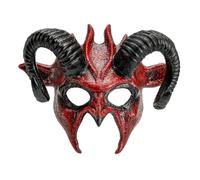 W WIDMANN MILANO Party Fashion - 08482 - Máscara de diablo con cuernos negros, demonio, infierno, disfraz de Halloween terrorífico