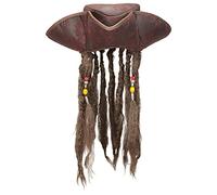 W WIDMANN MILANO Party Fashion 09644 - Sombrero de pirata con pelo, de tres puntas, efecto cuero, accesorio para disfraces de carnaval y fiestas temáticas, marrón
