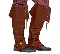 WIDMANN 09816 - Par De Cubrebotas De Piel Sintética, Unisex Adulto, Pirata, Mosquetero, Caballero, Edad Media, Carnaval, Color Marrón