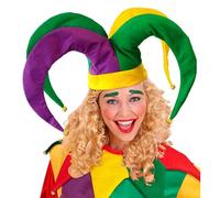 W WIDMANN MILANO Party Fashion - 09839 - Sombrero de bufón, colorido, con campanillas, bufón de la corte, payaso, sombrero, tocado, accesorio, carnaval, fiesta temática