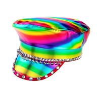 W WIDMANN MILANO Party Fashion - 10022 - Gorra rockera arcoíris con tachuelas y piedras preciosas, Día del Orgullo, desfile, fiesta temática, carnaval