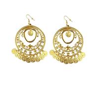 W WIDMANN MILANO Party Fashion 10024 - Pendientes dorados con monedas, joyas orientales, accesorios de disfraces, bailarina del vientre, gitana, carnaval, fiesta temática