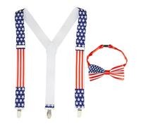 Widmann - Conjunto de disfraz de Estados Unidos, tirantes y pajarita, América, carnaval, fiesta temática
