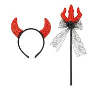 W WIDMANN MILANO Party Fashion 10321 - Juego de disfraz de diablo, cuernos y tridente/tenedor del diablo, infierno, carnaval, fiesta temática, Halloween