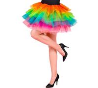 WIDMANN Milano Party Fashion 10344 Widmann 10344-Tutú Arco Iris para Adultos, Falda de Tul, Bailarinas, Fiesta temática, Carnaval, Multicolor, Talla única para Mujer